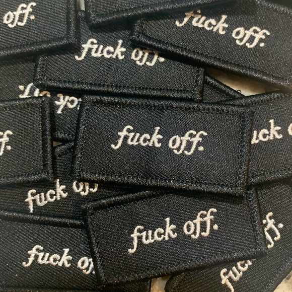 (4) Black White Custom Iron On fuck off patch - Picture 2 of 3